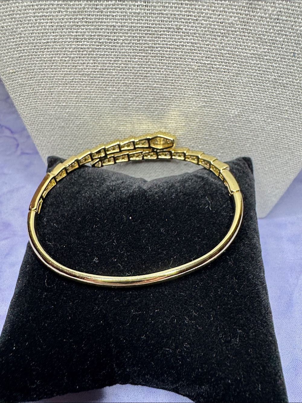 Gold Crystal Snake-Style Bangle Bracelet - Women Jewelry NWOT - Picture 2 of 4